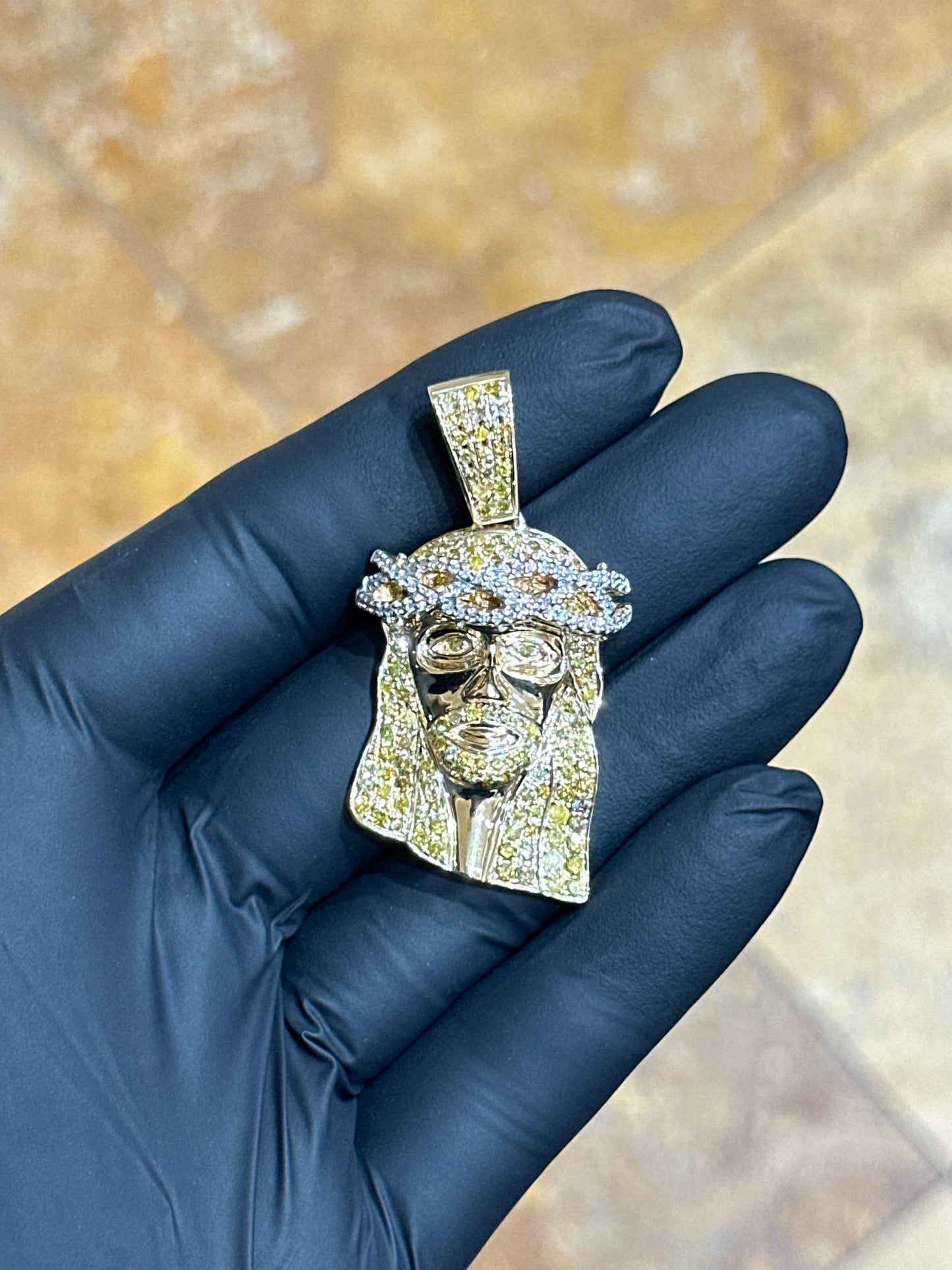 10K Yellow Gold Jesus Head pendant