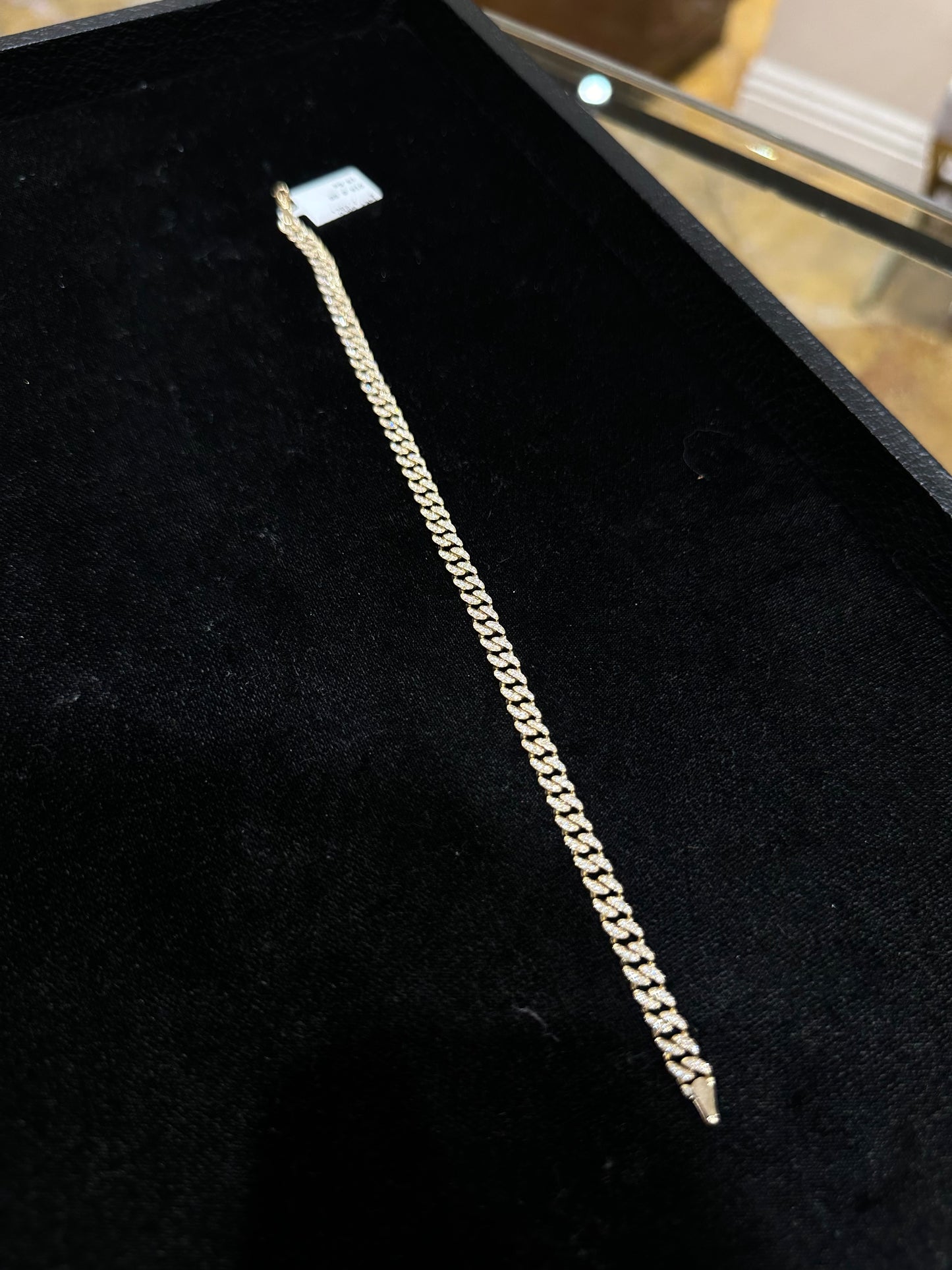 14k yellow diamond cuban link bracelet