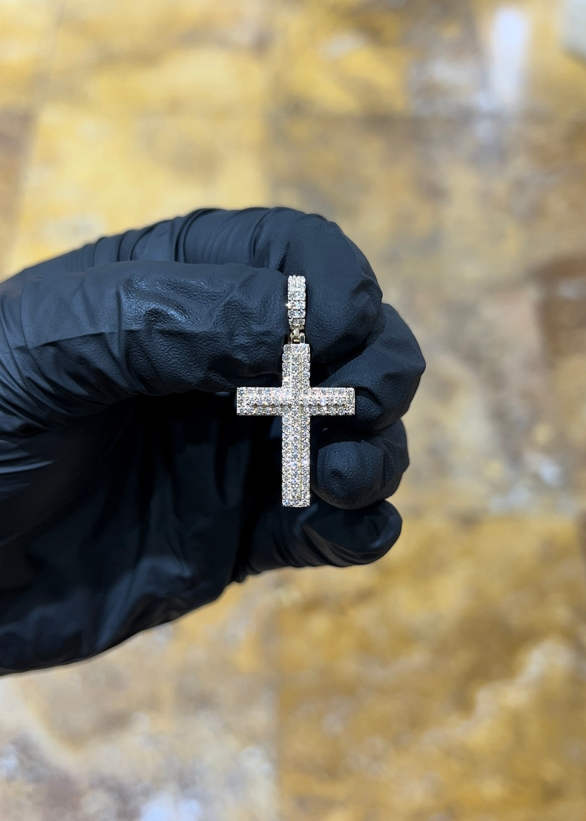 14k 1" Diamond Cross
