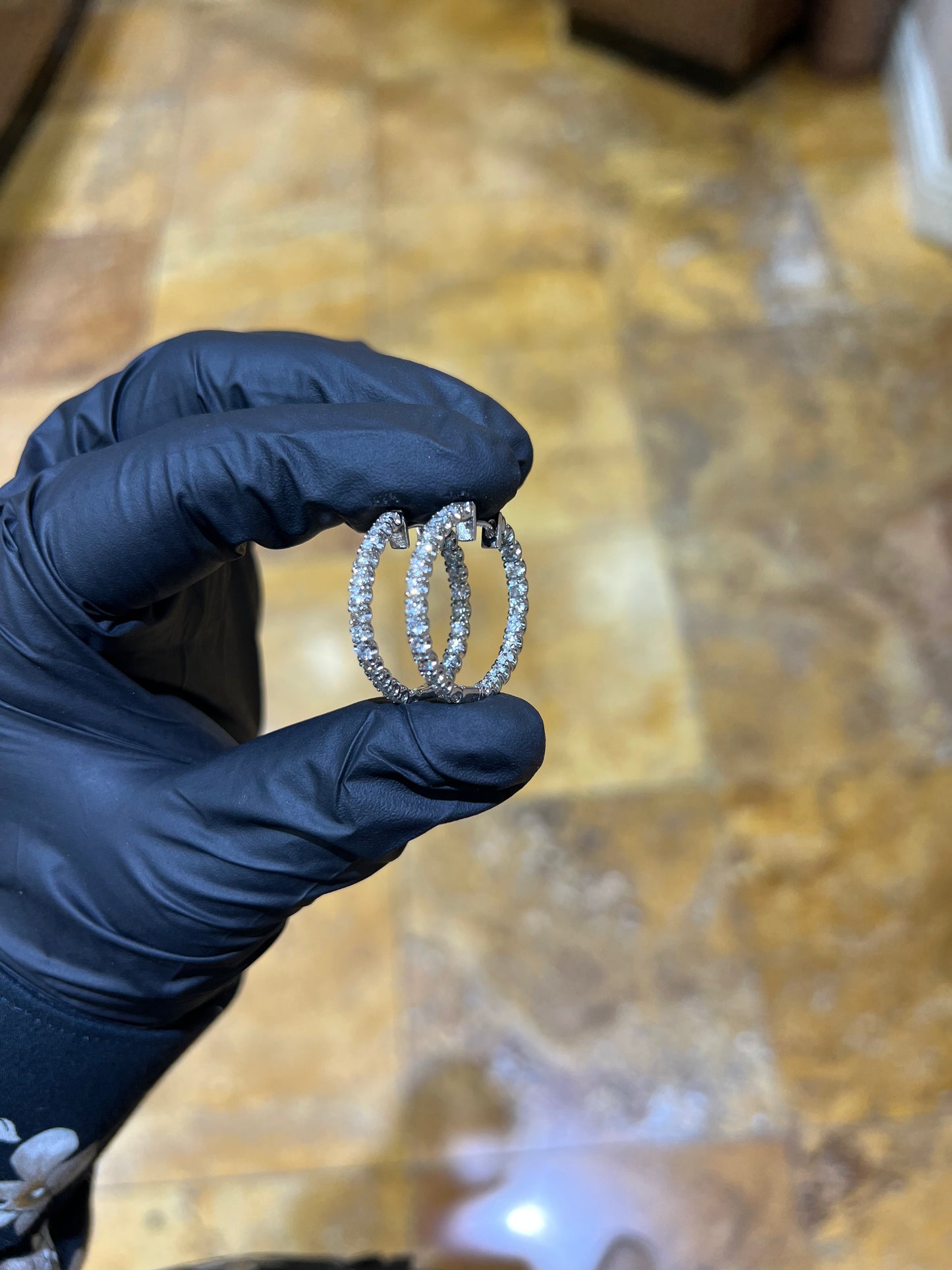 14k 1" Diamond Hoops