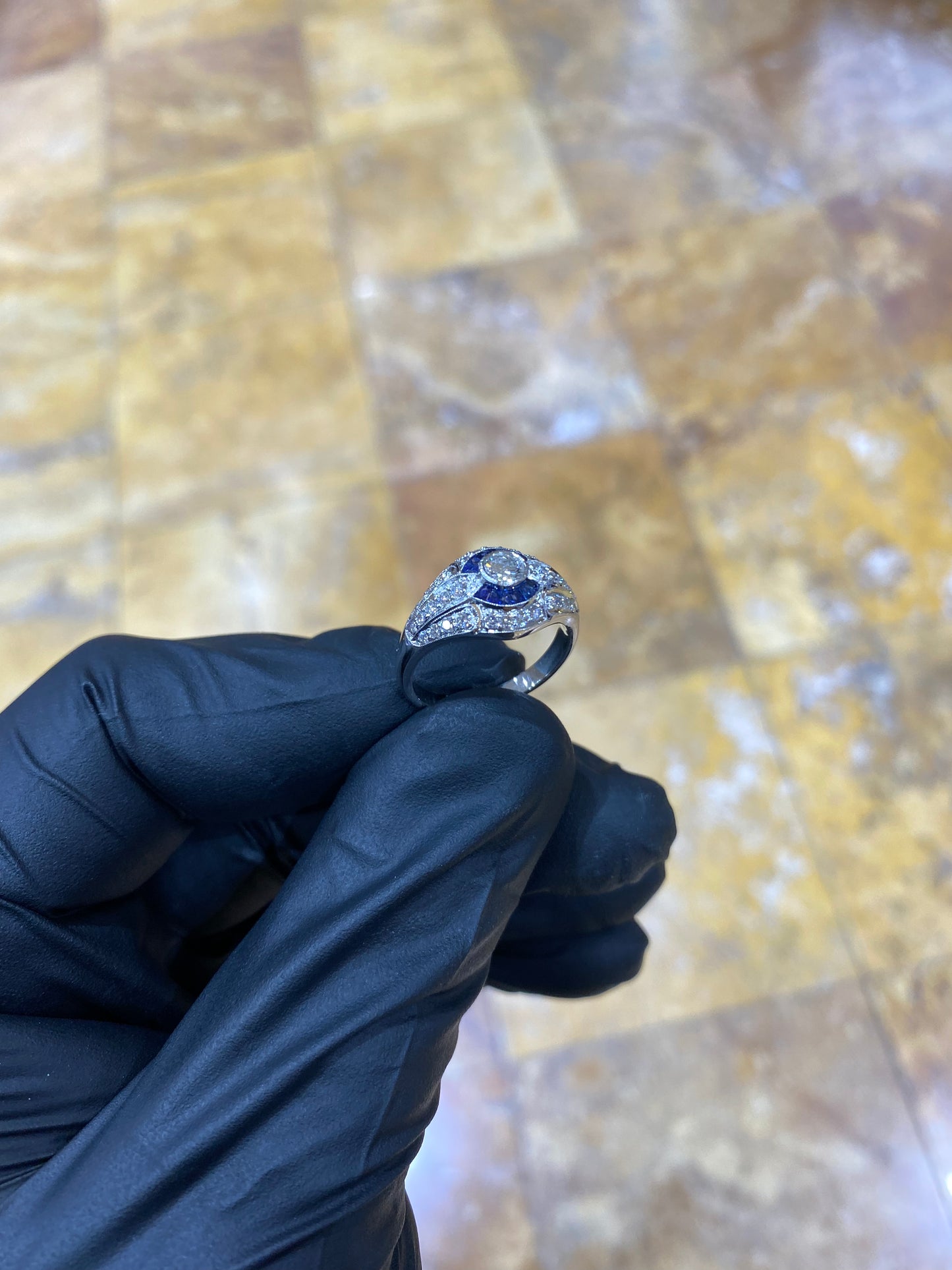 Plt Sapphire & Diamond Ring