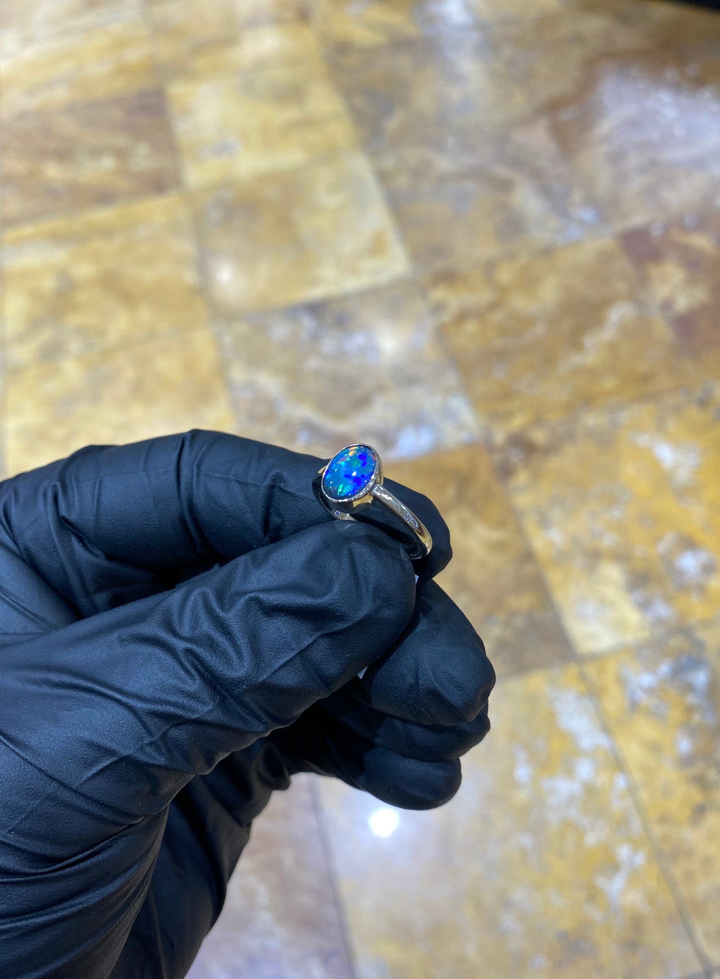 14k Black Opal Ring