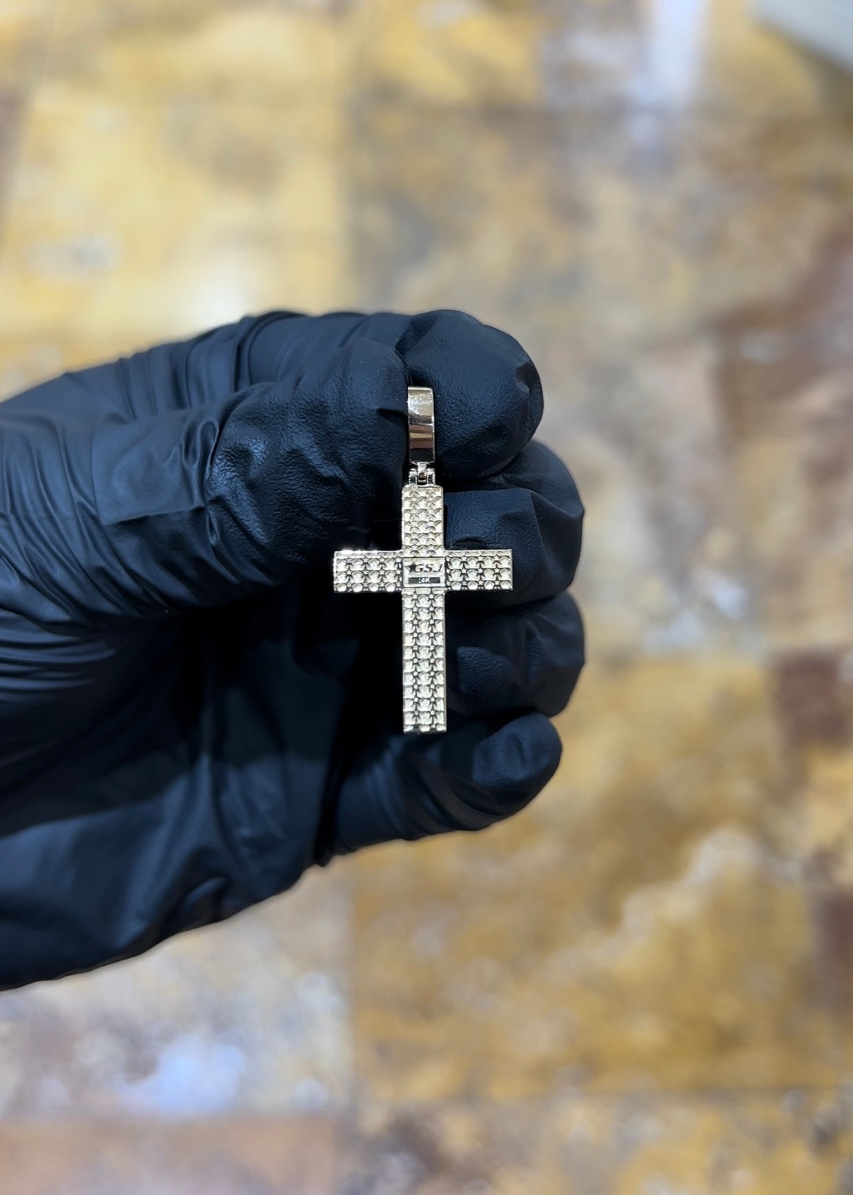 14k 1" Diamond Cross