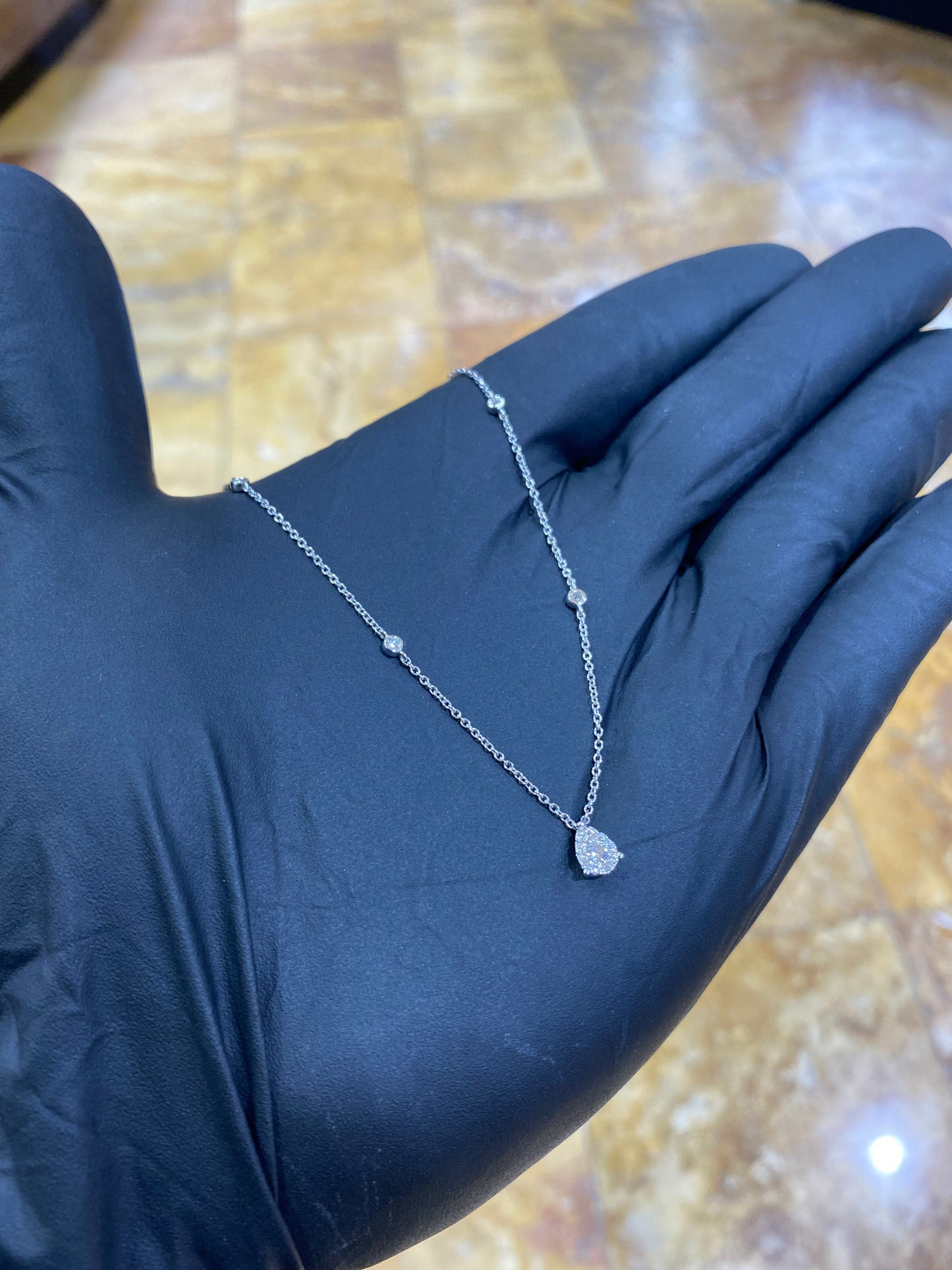 14k Diamond Pear Necklace