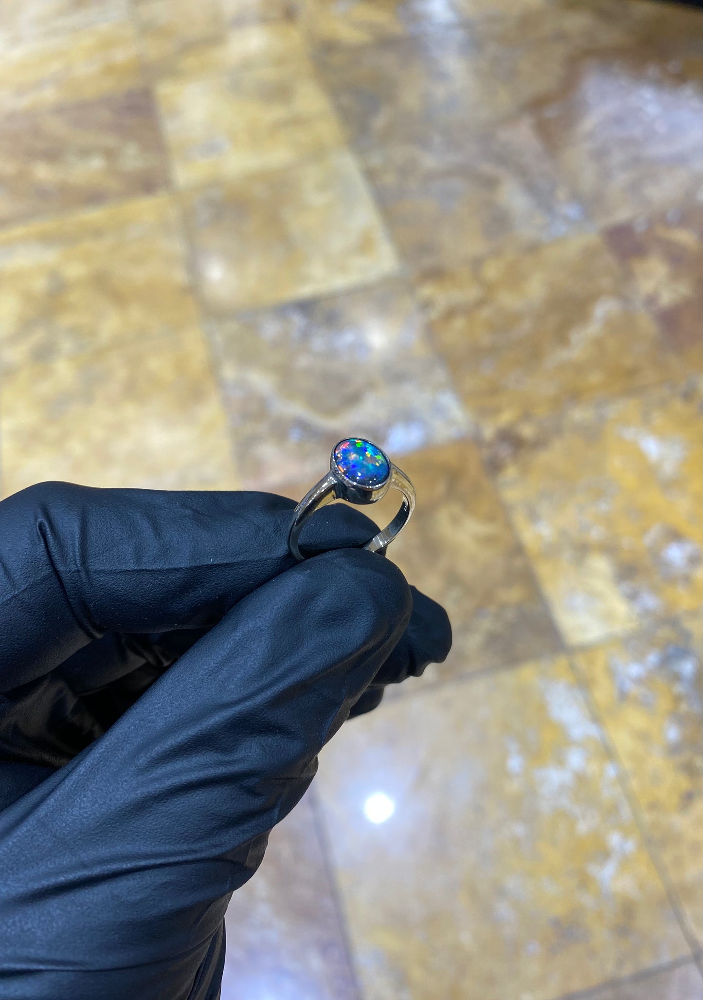 14k Black Opal Ring
