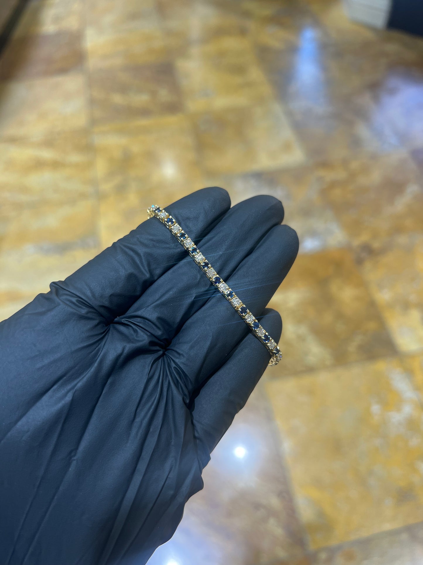 14k Diamond Sapphire Tennis Bracelet
