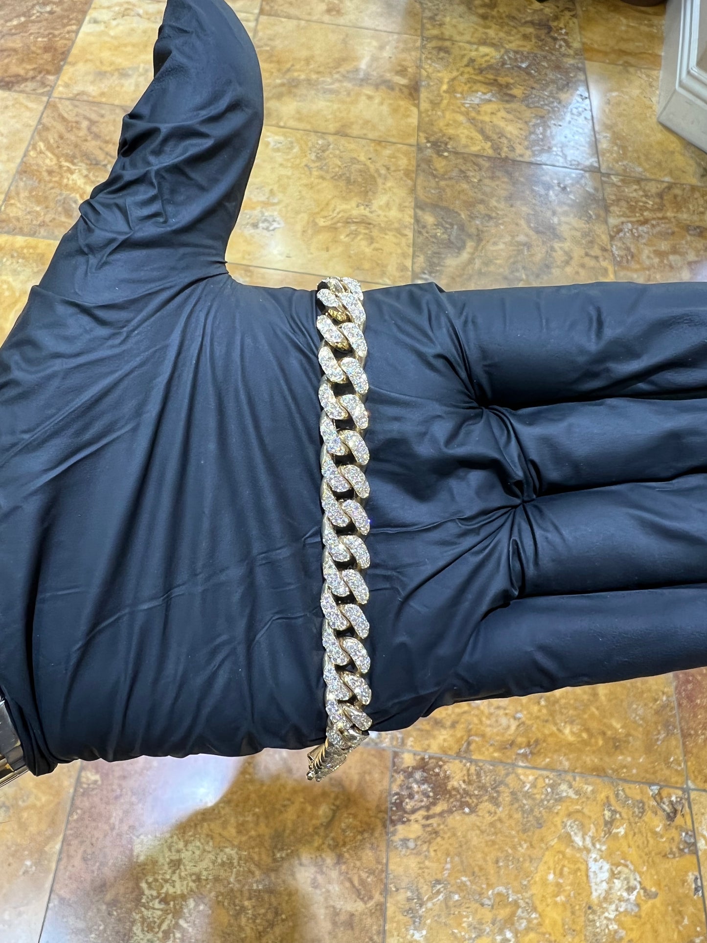14k 9mm Diamond Cuban Bracelet