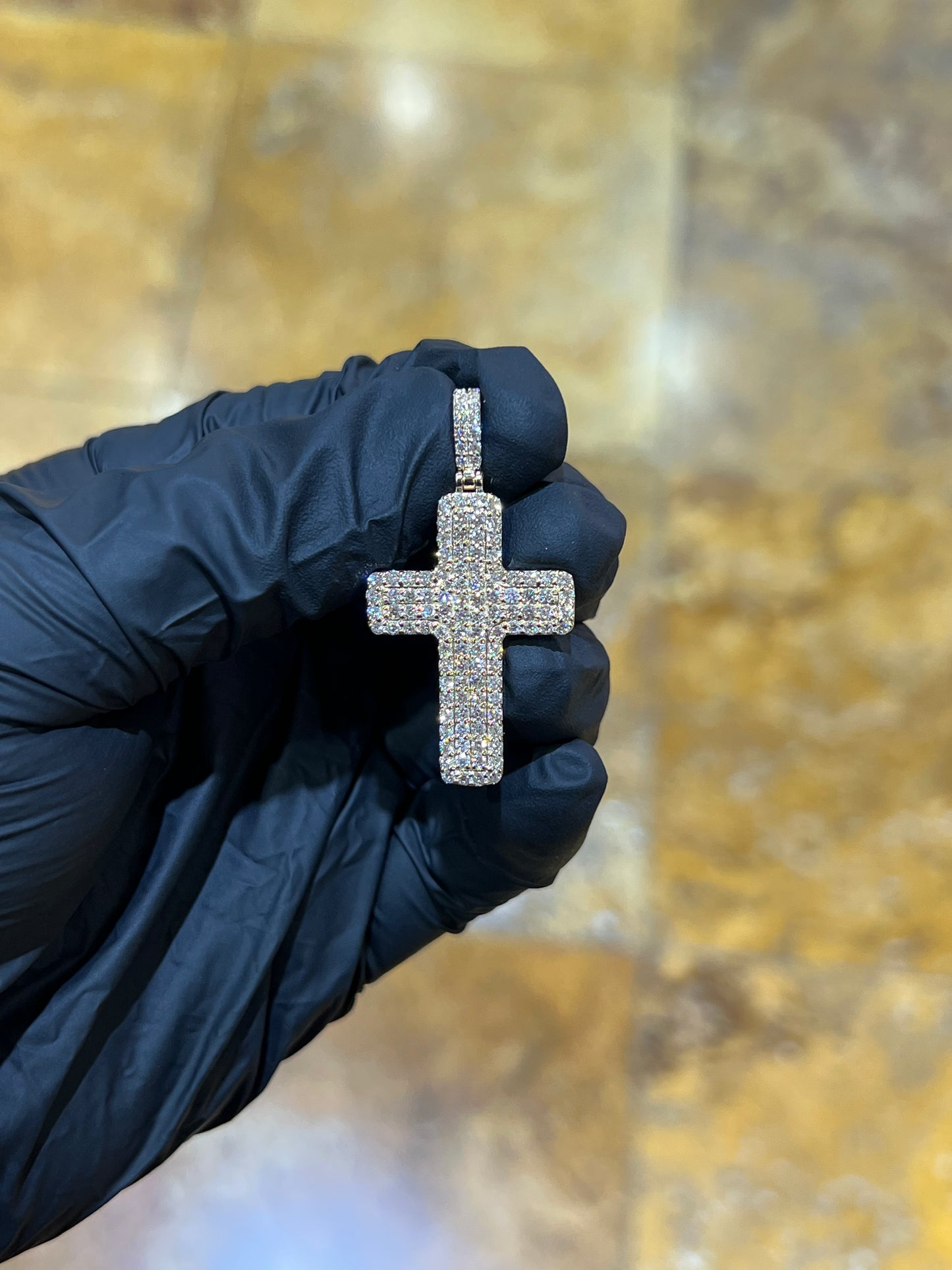 14k Rounded Diamond Cross