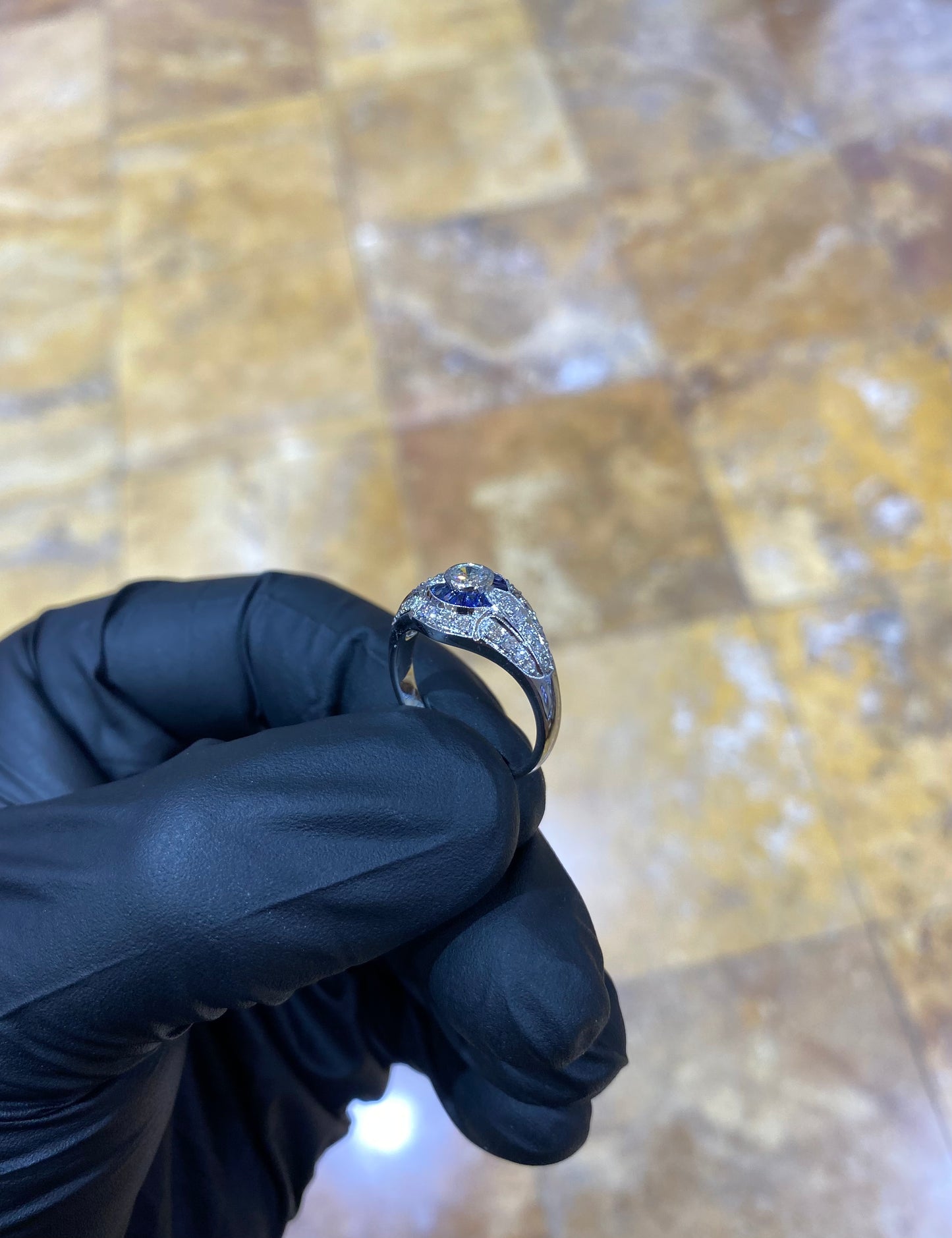 Plt Sapphire & Diamond Ring