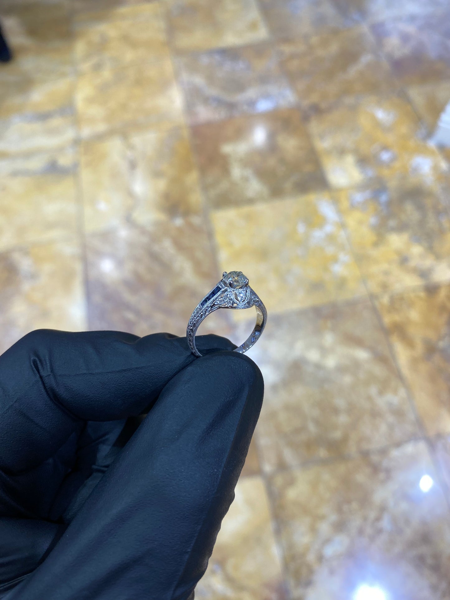 Plt Sapphire Diamond Ring