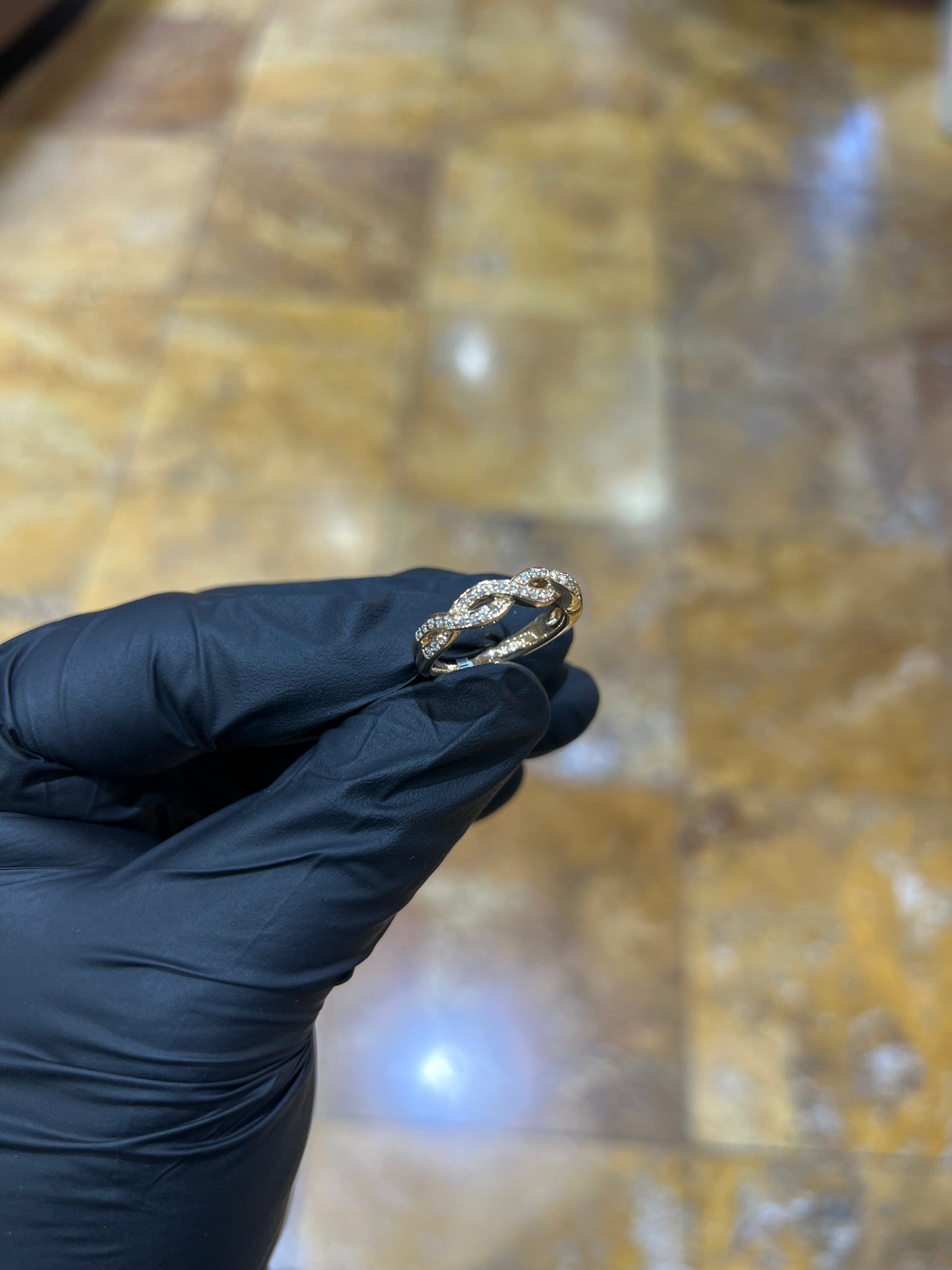 14k Diamond Weave Ring