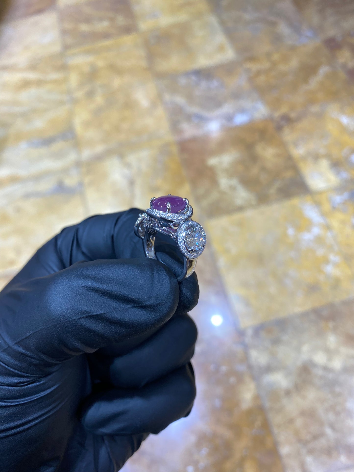 18k star sapphire Diamond ring