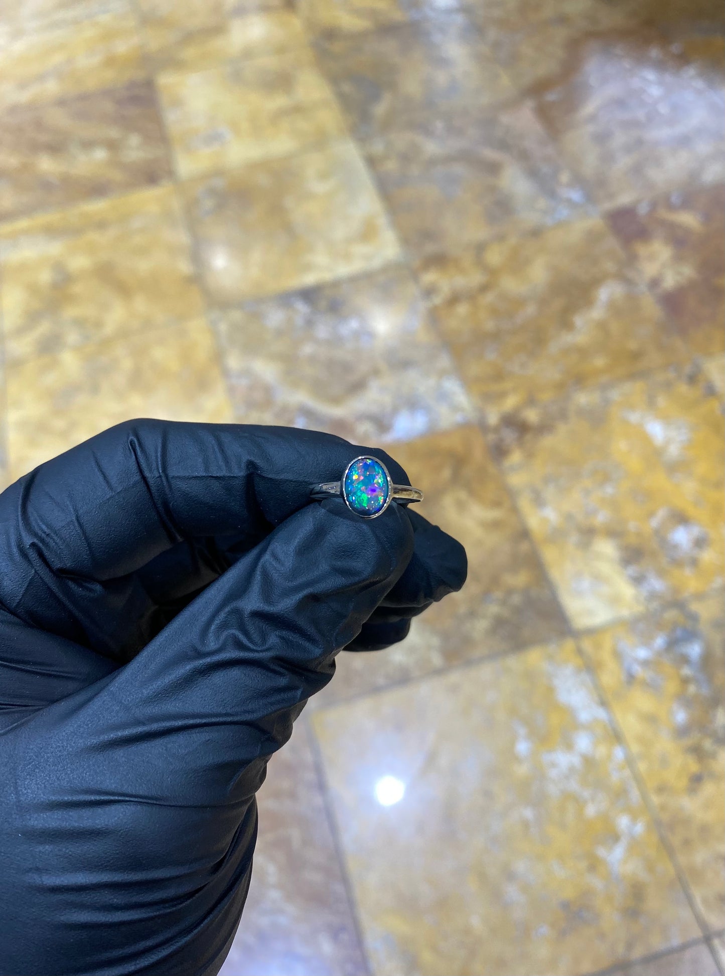 14k Black Opal Ring