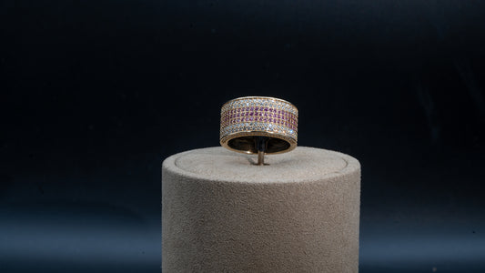 14k Pink Sapphire Diamond Band