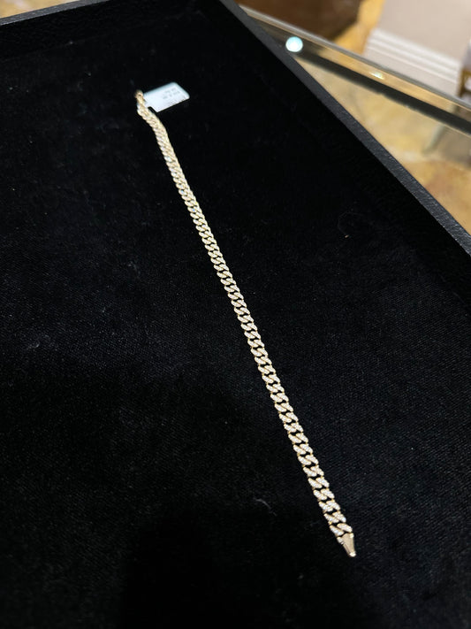 14k yellow diamond cuban link bracelet