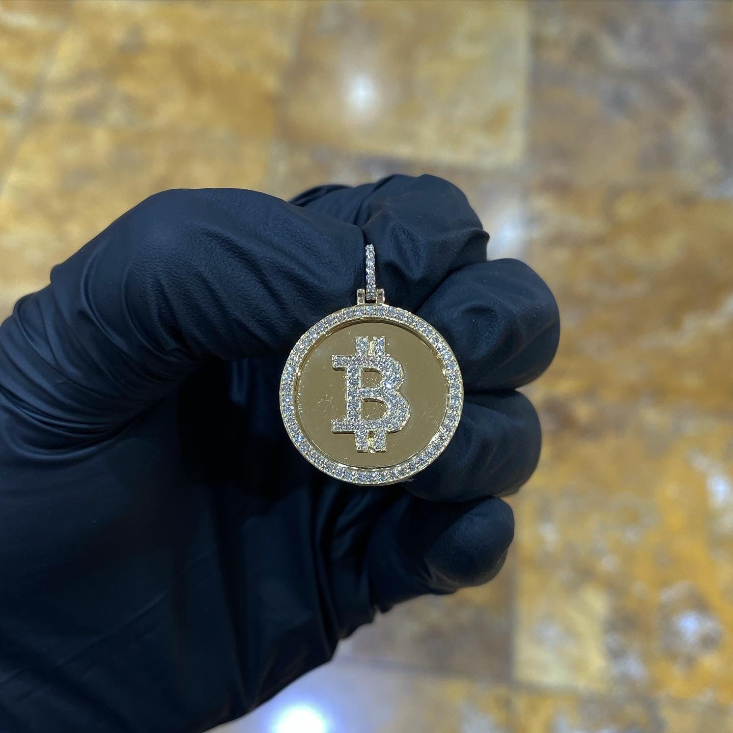 14k Diamond Bitcoin Pendant