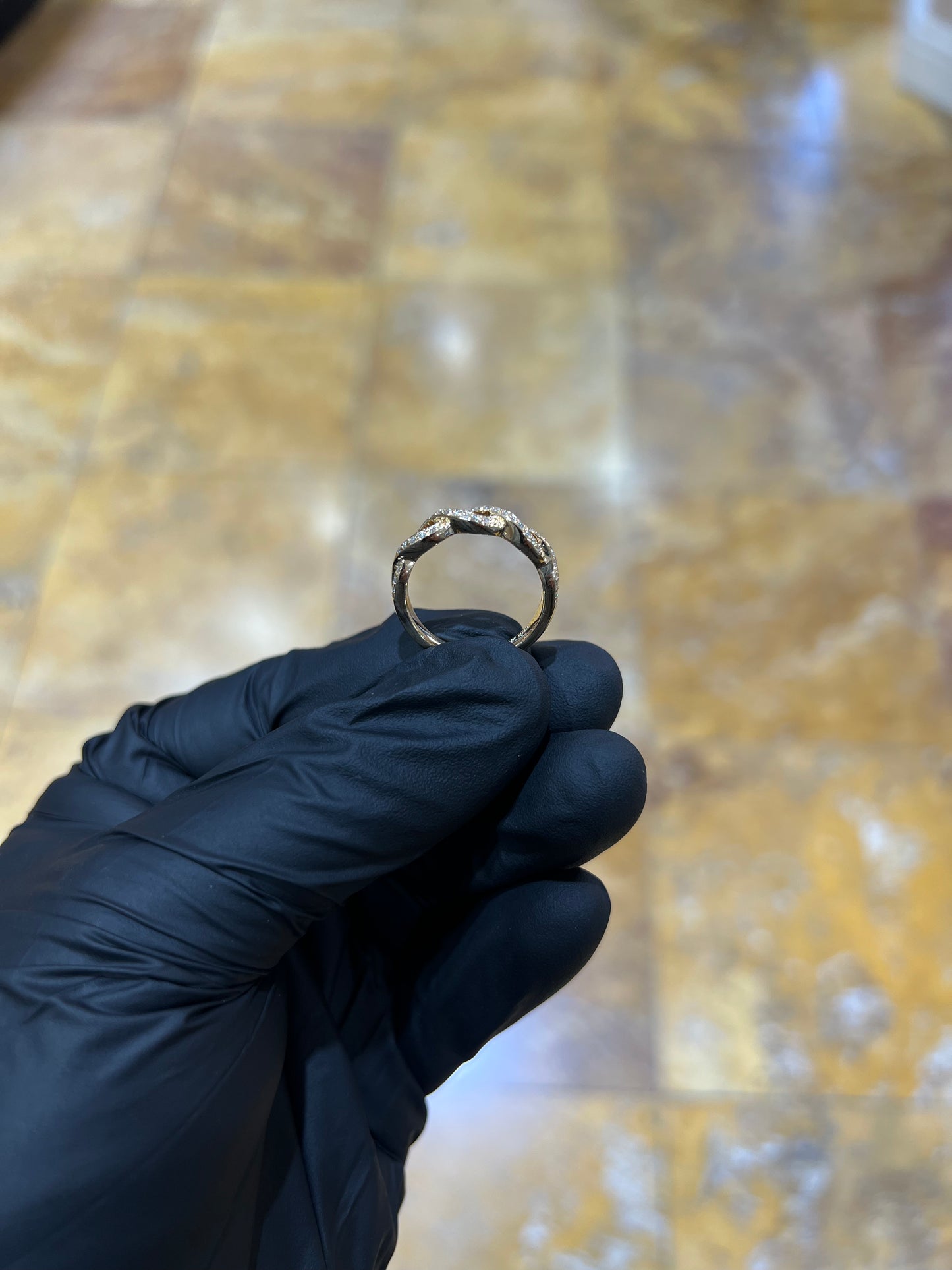 14k Diamond Weave Ring