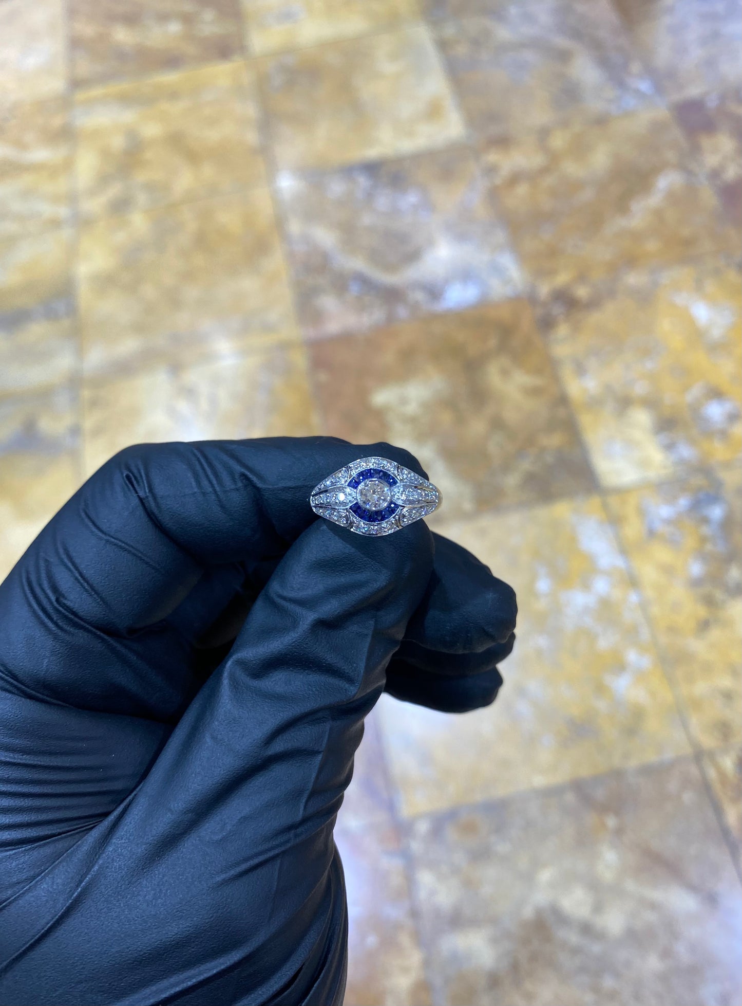 Plt Sapphire & Diamond Ring