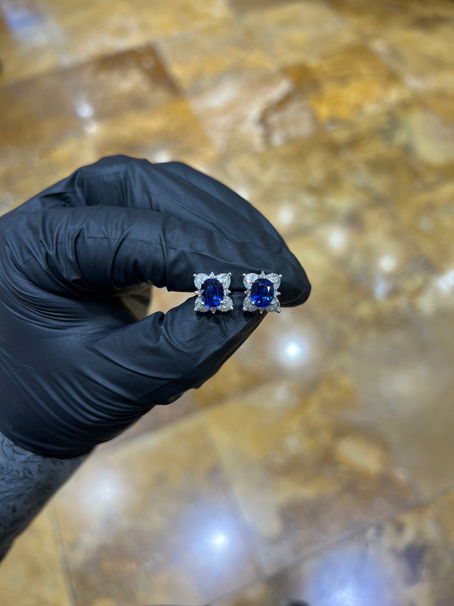 18k Sapphire And Diamond Earrings