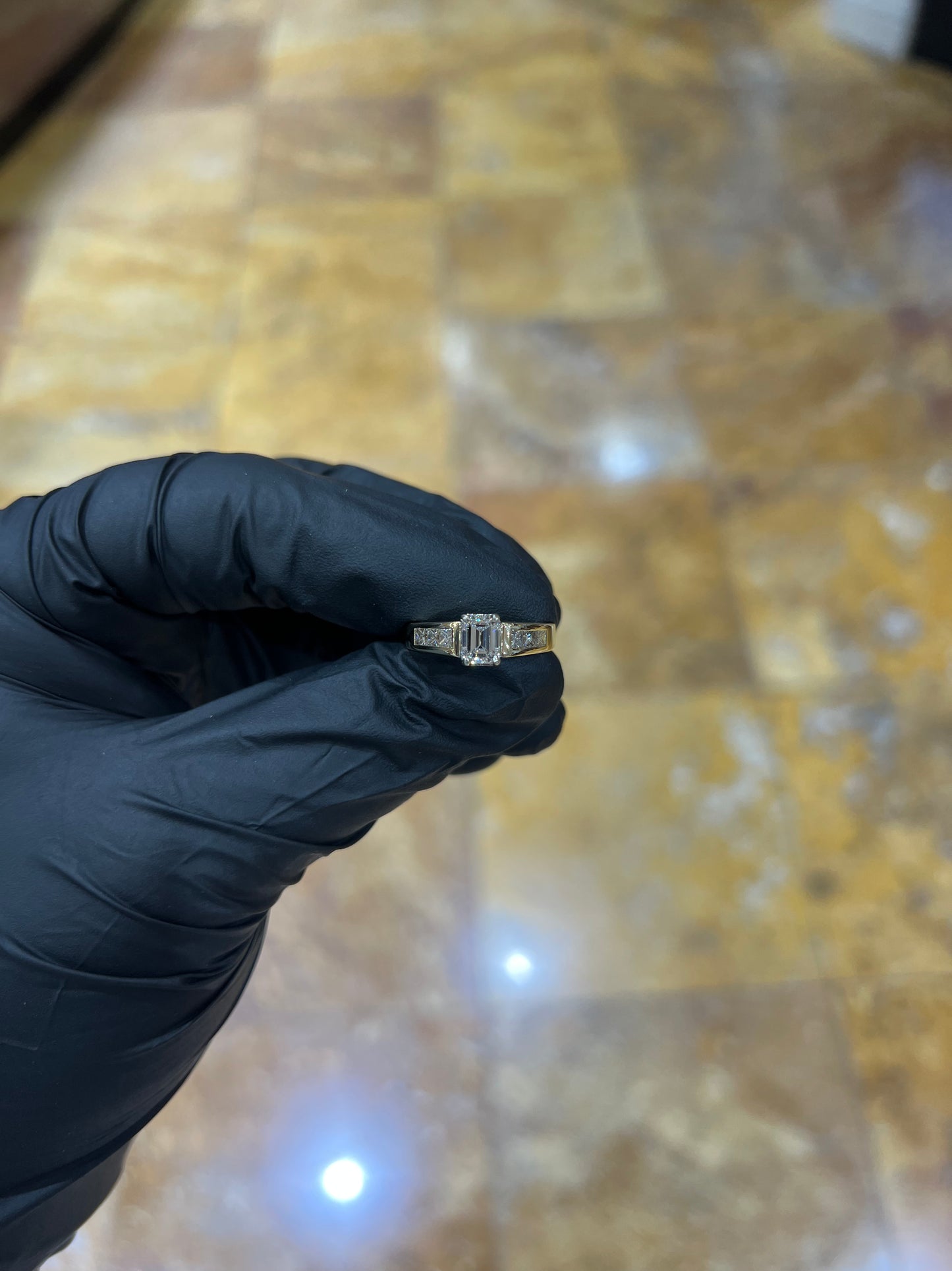 14k Emerald Cut Diamond Ring