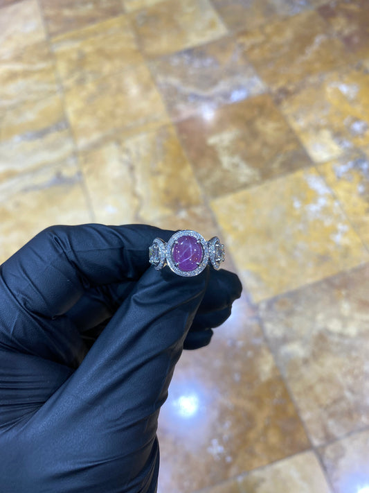 18k star sapphire Diamond ring