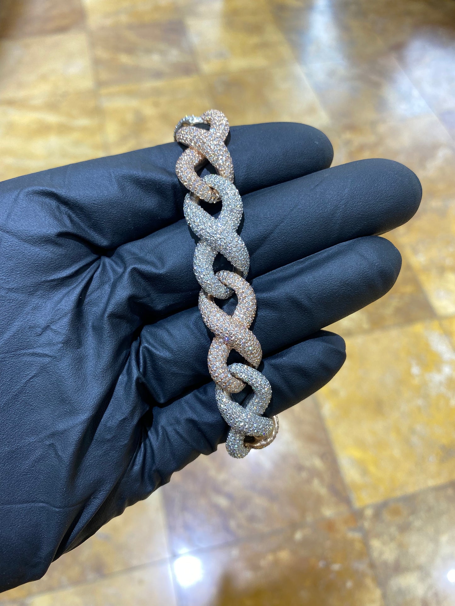 14k 14mm T/T Infinity Link Bracelet